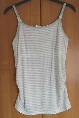 M & S Grey Stripe Maternity Vest Pyjama Top BNWT Size 18 • £5.99