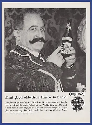 Vintage 1960 PABST BLUE RIBBON Beer Alcohol Mustache RARE Print Ad 60's • $9.95