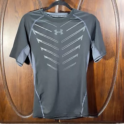 Under Armour HeatGear Compression Shirt Mens Size L Black Chest Stripes • $17.99