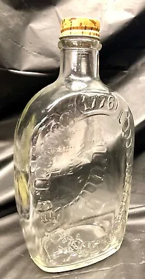 Vintage Embossed 1776 Rev. War LOG CABIN Syrup Bottle Faux Cork • $9.95