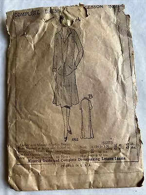 Vintage Minerva Pattern  #4911  1920s Ladies Dress Sz16yr Sewing Pattern • $24