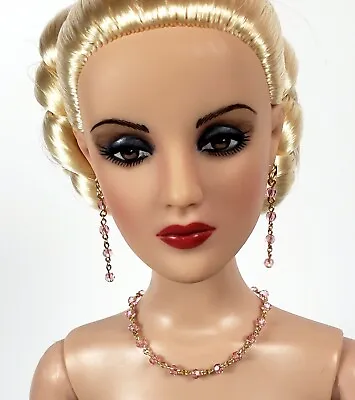 14K GF Lt. Rose Crystal Jewelry For 16  Fashion Dolls Tonner JamieShow Ellowyne • $20