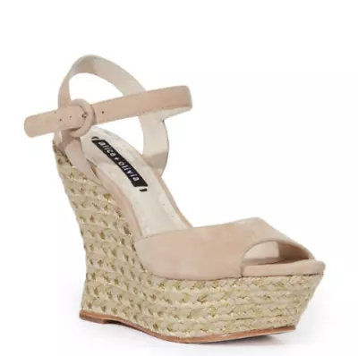 Alice+Olivia 'Jana' Suede Wedge Platform Sandal In Nomad Sz 6.5 NIB • $170