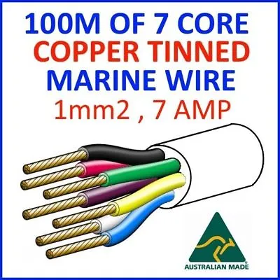 $275 • Buy 100M OF 7 CORE 1mm2 32/0.2 WIRE MARINE TINNED COPPER TRAILER CABLE BOAT 12V TWIN