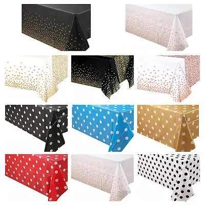 £4.29 • Buy Plastic Table Cover Cloth Wipe Clean Party Tablecloth Covers Cloths Polka Dot