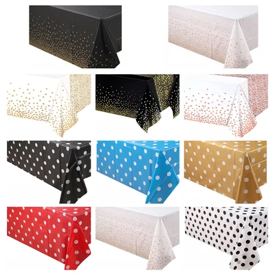 £4.29 • Buy Plastic Table Cover Cloth Wipe Clean Party Tablecloth Covers Cloths Polka Dot
