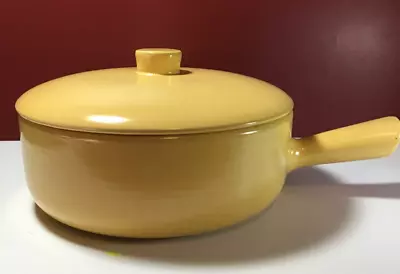 Vtg La Solana Pottery Large Casserole With Handle & Cover Yellow - 9  - 64 Oz. • $30