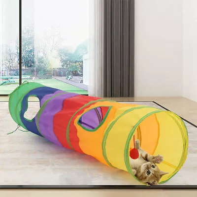 Pet Tunnel Toy Cat Rabbit Pop Up Tube Collapsible 2 Way Puppy Kitten Play Toy • £5.99