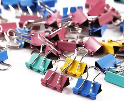 £2.59 • Buy 19mm Bulldog Clips Foldback  Metal Binder Paper Grip Assorted Multi Colour NEW