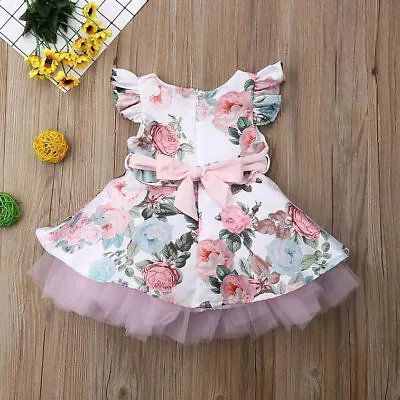 Baby Girls Flower Dress Outfits Clothes UK • £9.99