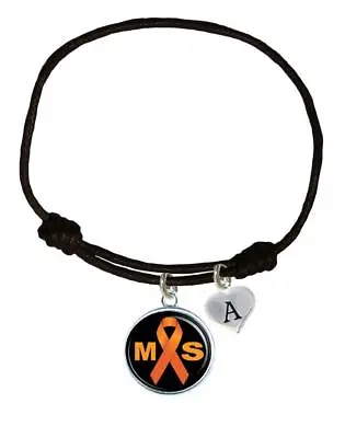 Custom Multiple Sclerosis Awareness Black Leather Unisex Bracelet Jewelry Charm • $23.49