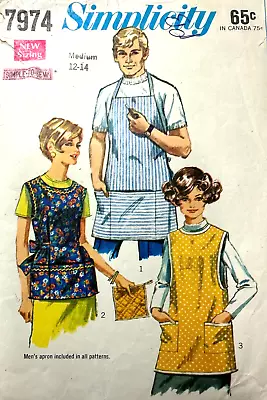 Vintage 1960s Pattern SMOCK Apron Bib Apron Hotpad Simplicity 7974 Sz MED 12-14 • $10.99