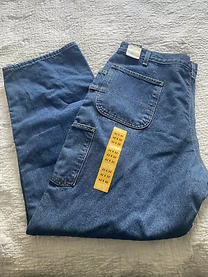 CARHARTT Fleece Lined Insulated Jeans Mens 42 X 32 Blue Denim Carpenter NWT • $34