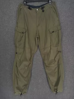 Vintage Utility Parachute Cargo Pants Mens 34x30 Green Y2K Skater Cotton Nylon • $32.88