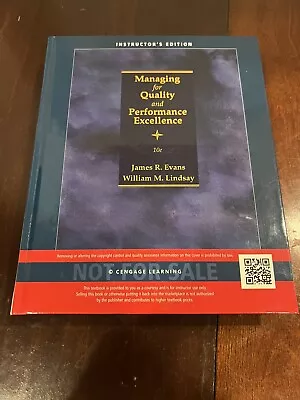 Instructors Edition Managing For Quality And Performance Excellence 10th Edition • $39.99