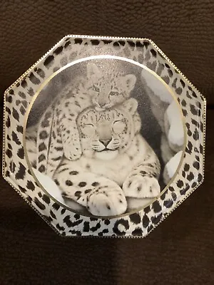 Vintage 1970’s Octagon 7” Cookie Biscuit Collectible Art Deco Tin Baby Leopard • $14.99