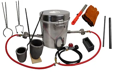 $280 • Buy 16 KG Gas Metal Melting Furnace Kit Foundry Copper Crucible Tongs Gas Forge