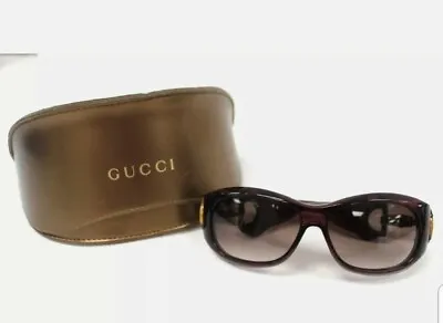 Ladies GUCCI GG2970 Plum Purple Bamboo Detail Oversized Sunglasses Preloved • £140