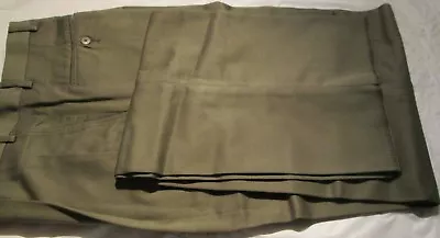 Men Pant Dress Big And Tall Olive Green 42 Open Hem 4 Pocket 65 Poly 35 Cotton • $13.41