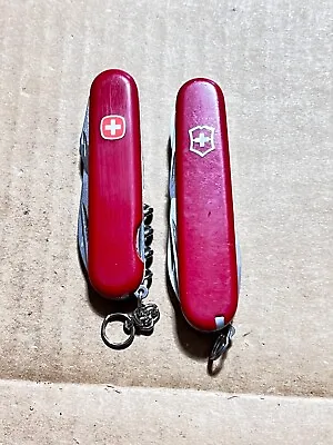 Lot Of 2 Swiss Army Knives - Victorinox Super Tinker - Wenger Canyon Lockblade • $29.99
