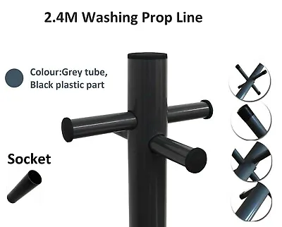 2.4m Quality Washing Line Pole & Socket Clothes Post Dryer Galvanized Heavy Duty • £16.99