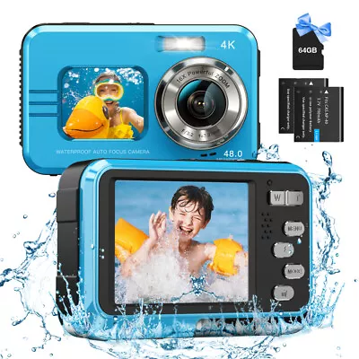 11FT Underwater Camera 4K Waterproof Digital Camera 48MP Autofocus Dual Screens • $60.21