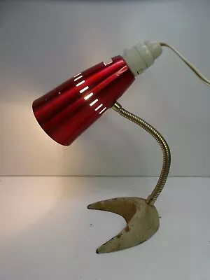 Original Vintage Red Anodised Cast Iron Table Desk Lamp • $69