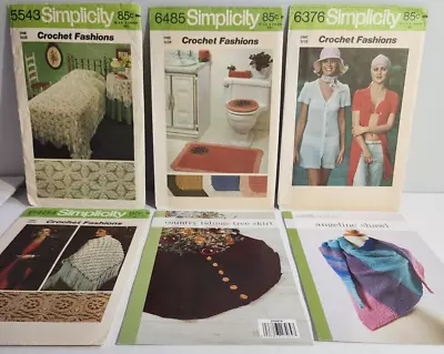 Vintage Crochet Simplicity And Willow Yarns Patterns/Instructions Lot Of 6 • $4.95