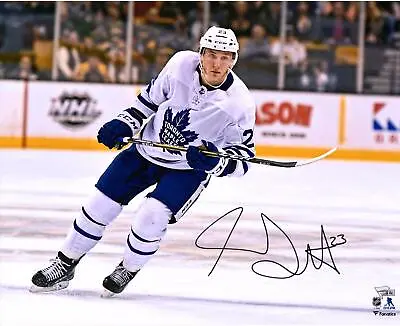 Travis Dermott Toronto Maple Leafs Signed 16x20 White Jersey Skating Photograph • $49.99