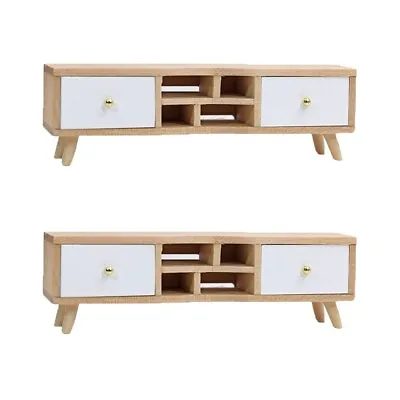  2 Pcs Furniture Miniatures Wooden TV Cabinet Pretend Play Dollhouse Accessories • £17.98