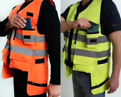 £34.99 • Buy High Vis Visibility Work Tools Vest Jacket With Pockets For Tools