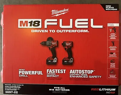 Milwaukee 3697-22 M18 FUEL Brushless Hammer Drill + Impact Driver Kit New • $153