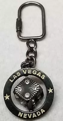 Industrial Las Vegas Keychain Spinning Dice 1980s Metal Vintage • $12.95