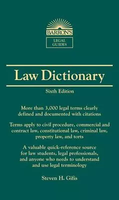 Barron's Law Dictionary: Mass Market Edition (Barron's Legal Guides) • $5.37