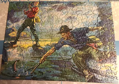 Vintage TUCO Interlocking PICTURE PUZZLE-WOOD-LIKE-FISHERMEN In STREAM • $3