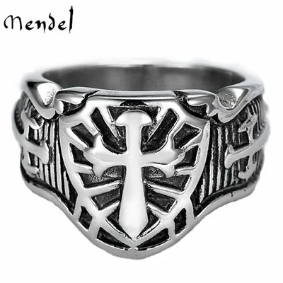 MENDEL Mens Christian Knights Templar Biker Cross Ring Stainless Steel Size 7-15 • $11.99