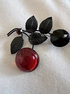 Vintage - Austria Glass Cherry Brooch Pin Jewelry- • $22
