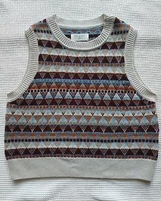 TOAST Wool Cotton Fairisle Tank Vest - Size S - Sleeveless Jumper BNWOT • £84.80