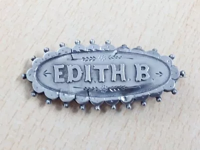 Antique Silver Edith B Name Brooch Pin 1900  • £24