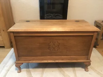 Vintage Solid Wood Blanket Box Chest Ottoman Coffee Table Retro • £82