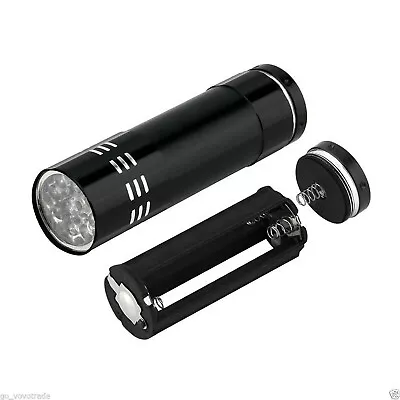 FLASHLIGHT BLACK Torch Light Mini Aluminum UV ULTRA VIOLET 9 LED Lamp. • $6.75