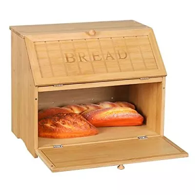 Vintage Double Layer Large Bread Box For Kitchen Counter Retro Design Wooden... • $60.49