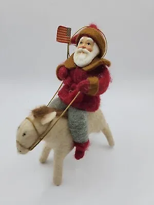 Minty Midwest Of Cannon Falls Felted Wool Ornament Santa On Horse  • $15.99