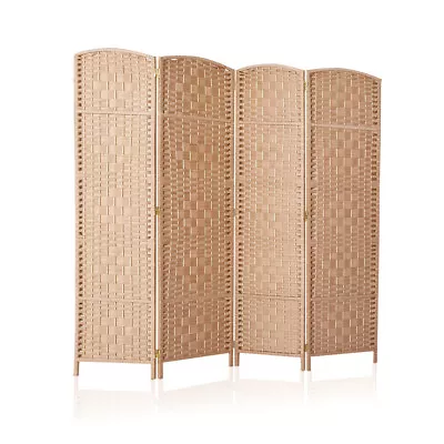 4 Panel Folding Room Divider Weave Fiber Partition Wall Separator Bedroom Indoor • $62.99