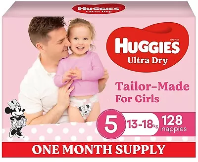 $78.85 • Buy Huggies Ultra Dry Nappies For Girls Size 5 13-18kg Nappies 128pk