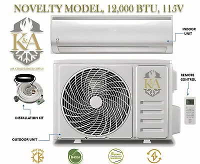  12000 Btu  Ductless Mini Split A/c With Heat Pump 1ton 115v W/installation Kit • $485