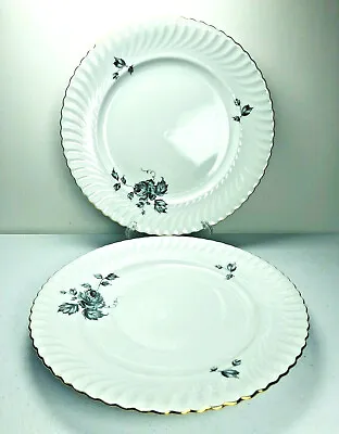 Kaiser Silver Dawn Dinner Plates SET Of 2 Blue Black Roses Germany FLAWS  9 3/4  • $13.27
