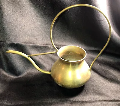 Vintage Solid Brass Small Watering Can Water Pot Gooseneck Pitcher • $35
