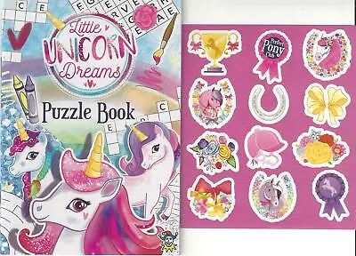 Set Children's Unicorn Colouring Puzzle Book Stickers Activity Kids Girls Pony • £1.49
