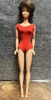 1960’s Vintage Brunette Bubble Cut Barbie Midge Fashion Doll With Red Swimsuit • $55